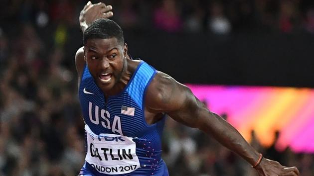 US athlete Justin Gatlin won the final of the men's 100m athletics event at the 2017 IAAF World Championships at the London Stadium in London on Saturday.(AFP) US athlete Justin Gatlin won the final of the men's 100m athletics event at the 2017 IAAF World Championships at the London Stadium in London on Saturday.(AFP)