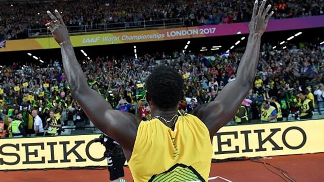 The big farewell came and Usain Bolt waved to the spectators one last time during the victory lap before leaving the track after the men’s 100m final at the IAAF World Championships of Athletics on Saturday. (Getty Images)