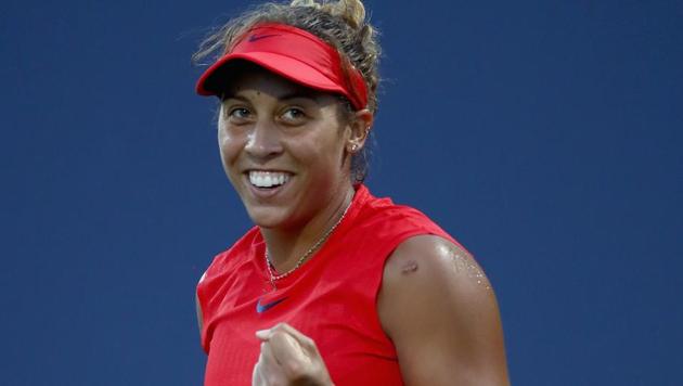 Madison Keys of the United States reacts after beating Garbine Muguruza of Spain in their Stanford Classic semifinal match. (AFP) Madison Keys of the United States reacts after beating Garbine Muguruza of Spain in their Stanford Classic semifinal match. (AFP)