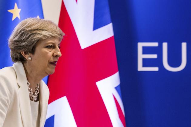 British Prime Minister Theresa May addresses a press conference at an EU summit in Brussels on June 23, 2017. (AP) British Prime Minister Theresa May addresses a press conference at an EU summit in Brussels on June 23, 2017. (AP)