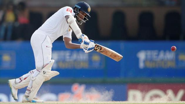 Dimuth Karunaratne picked up where he left off from yesterday and did well to stave off the Indian attack. (REUTERS)
