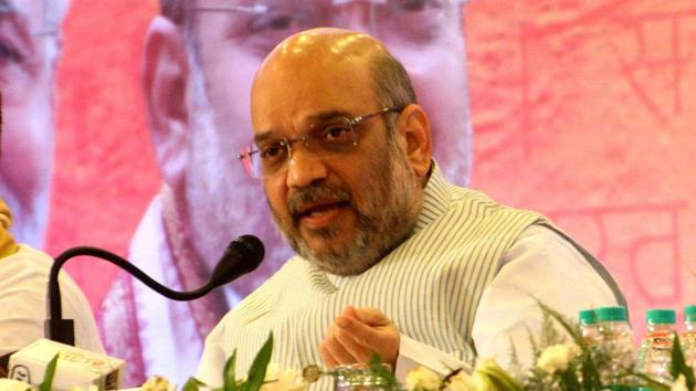 BJP National President Amit Shah addressing a press conference in Rohtak on August 3, 2017. (HT File Photo) BJP National President Amit Shah addressing a press conference in Rohtak on August 3, 2017. (HT File Photo)