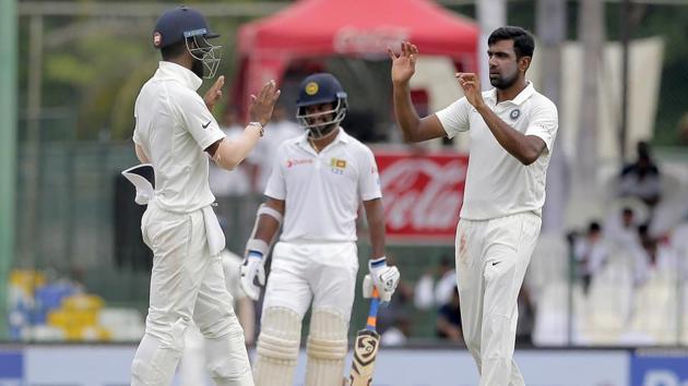 Ravichandran Ashwin got the first breakthrough of the day by removing Malinda Pushpakumara. (AP)