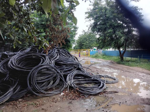 Cables dumped on South City 2. (HT Photo) Cables dumped on South City 2. (HT Photo)
