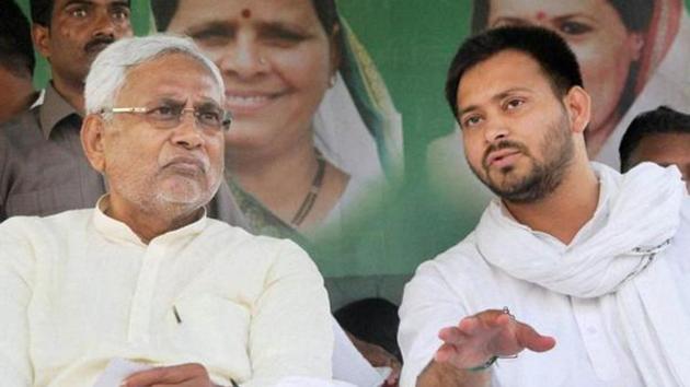 CM Nitish Kumar with his deputy, Tejashwi Yadav, when the grand alliance government was in office in Bihar. (HT file photo) CM Nitish Kumar with his deputy, Tejashwi Yadav, when the grand alliance government was in office in Bihar. (HT file photo)