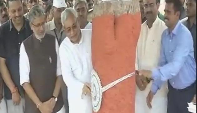 Bihar CM Nitish Kumar and his deputy Sushil Kumar Modi tied rakhis to trees in Patna. (Photo: ANI Twitter) Bihar CM Nitish Kumar and his deputy Sushil Kumar Modi tied rakhis to trees in Patna. (Photo: ANI Twitter)