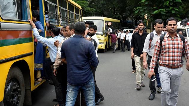 Private buses too pressed into service. (Kunal Patil/HT Photo)