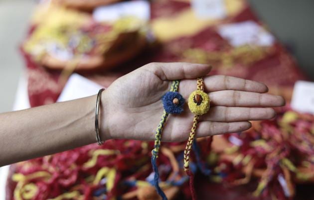 The ecofriendly rakhis are gaining popularity among the young generation. (Rahul Raut/HT PHOTO)