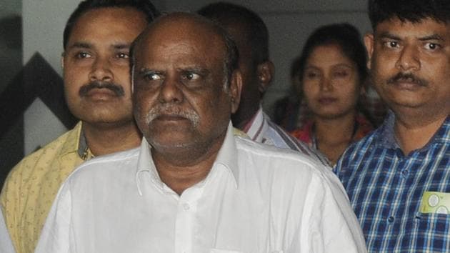 Justice (Retired) C S Karnan of Calcuta high court was arrested from Coimbatore on June 20. (Samir Jana/HT File Photo) Justice (Retired) C S Karnan of Calcuta high court was arrested from Coimbatore on June 20. (Samir Jana/HT File Photo)