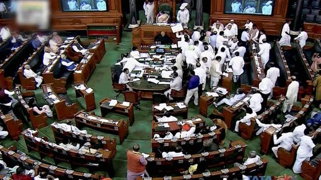 A view of the Lok Sabha during the ongoing monsoon session of Parliament, in New Delhi on Tuesday. (PTI Photo) A view of the Lok Sabha during the ongoing monsoon session of Parliament, in New Delhi on Tuesday. (PTI Photo)
