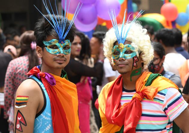 Nepal’s LGBT community takes part in a gay pride parade in Kathmandu on August 8, 2017.(AFP)