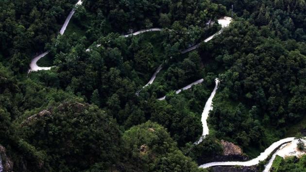 The marble road to the Cervaiole quarry on Monte Altissimo is seen in the Apuan Alps, Italy. With the blessing of Pope Leo X, Michelangelo personally designed a path that could get blocks of the white marble down from the mountain to be transported to Florence. (Alessandro Bianchi / REUTERS)