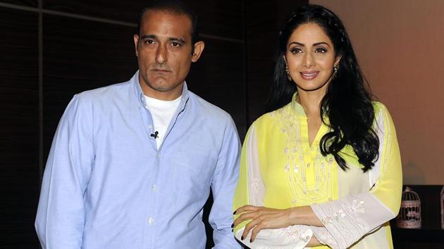 Akshaye Khanna and Sridevi attend a promotional event for Mom in Mumbai. (AFP) Akshaye Khanna and Sridevi attend a promotional event for Mom in Mumbai. (AFP)