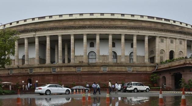 New Delhi, India - Aug. 9, 2017: Parliament building reflection seen on a water logged water at the Parliament during Monsoon Session in New Delhi, India, on Wednesday, August 9, 2017. (Photo by Vipin Kumar/ Hindustan Times) (Vipin Kumar/HT PHOTO) New Delhi, India - Aug. 9, 2017: Parliament building reflection seen on a water logged water at the Parliament during Monsoon Session in New Delhi, India, on Wednesday, August 9, 2017. (Photo by Vipin Kumar/ Hindustan Times) (Vipin Kumar/HT PHOTO)