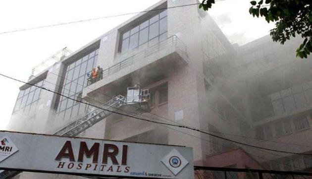 The AMRI Dhakuria unit witnessed the worst hospital disaster in the country when more than 90 patients were chocked to death during a fire in December 2011.(HT Photo)