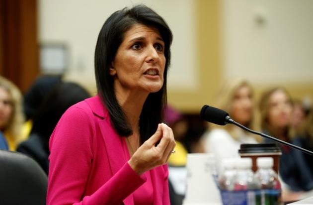 File photo of US ambassador to the United Nations Nikki Haley.(Reuters) File photo of US ambassador to the United Nations Nikki Haley.(Reuters)