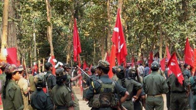 A gathering of Maoists during the CPI (Maoist)'s Ninth Congress at an undisclosed place in Chhattisgarh.(PTI file)