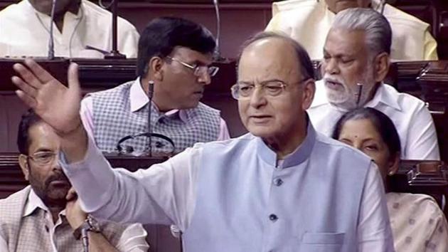 Finance Minister Arun Jaitley speaks in the Rajya Sabha in New Delhi on Thursday. (PTI) Finance Minister Arun Jaitley speaks in the Rajya Sabha in New Delhi on Thursday. (PTI)