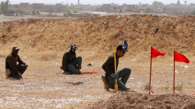 Following the announcement of victory by the US-led coalition after a final push in June and early July, state authorities were faced with the risky task of clearing captured territory of booby-traps, mines and other explosive devices left by retreating IS forces in anticipation of the tightening noose on Mosul. (REUTERS)