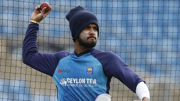 Sri Lanka's Dushmantha Chameera during nets ahead of 3rd Test match against India.(REUTERS)