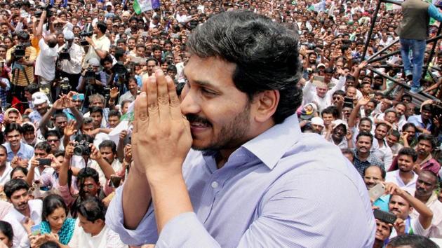 YSR Congress Party President YS Jagan Mohan Reddy arrives to attend a Maha Dharna against Chandrababu Naidu government in Visakhapatnam on Thursday. (PTI) YSR Congress Party President YS Jagan Mohan Reddy arrives to attend a Maha Dharna against Chandrababu Naidu government in Visakhapatnam on Thursday. (PTI)