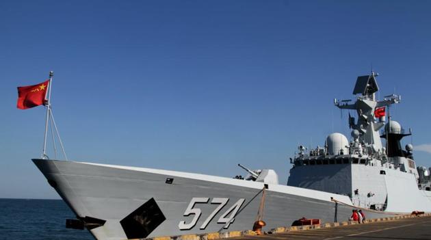 Interacting with the Indian media on the decks of the PLAN’s frigate Yulin about Chinese growing presence at the Indian Ocean much to the disquiet of India.(Reuters File Photo)