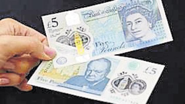 File photo of the new polymer £5 note featuring Sir Winston Churchill being unveiled at Blenheim Palace in Oxfordshire, Britain, in June 2016. (Reuters) File photo of the new polymer £5 note featuring Sir Winston Churchill being unveiled at Blenheim Palace in Oxfordshire, Britain, in June 2016. (Reuters)