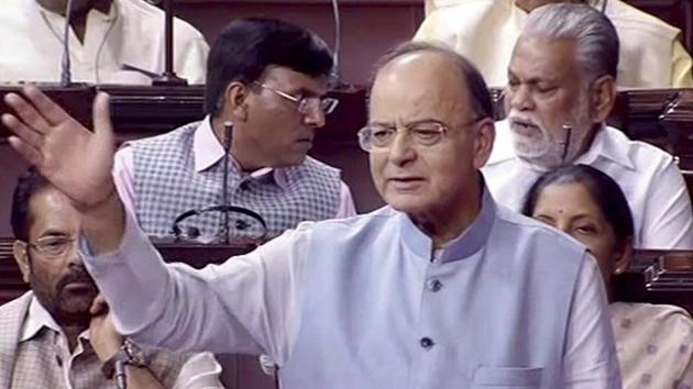 Finance minister Arun Jaitley speaks in the Rajya Sabha in New Delhi on Thursday. (PTI Photo) Finance minister Arun Jaitley speaks in the Rajya Sabha in New Delhi on Thursday. (PTI Photo)