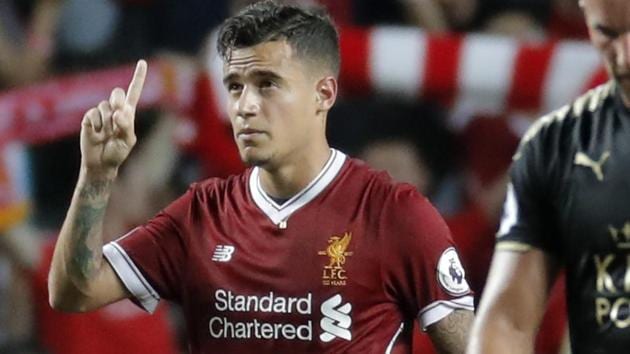 Liverpool's Philippe Coutinho celebrates after scoring a goal during the final match against Leicester City FC at the Premier League Asia Trophy. (AP) Liverpool's Philippe Coutinho celebrates after scoring a goal during the final match against Leicester City FC at the Premier League Asia Trophy. (AP)