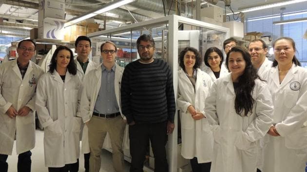 Professor Sachdev Sidhu with his colleagues in his lab at the University of Toronto.(Christine Misquitta, University of Toronto)