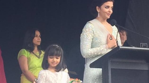 Aishwarya Rai Bachchan addresses the crowd at