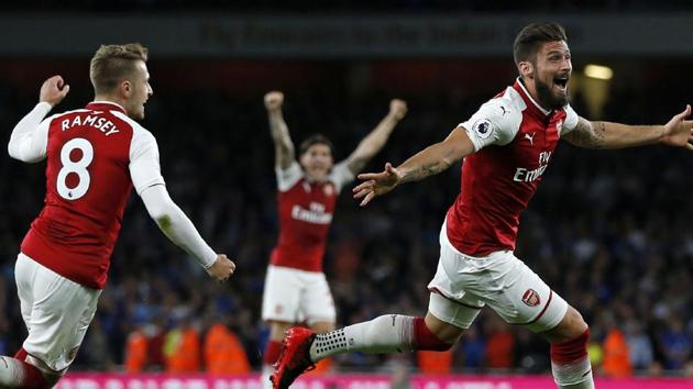 Less than three minutes later, Olivier Giroud scored the winner for Arsenal, sparking celebrations at the Emirates Stadium. (AFP)