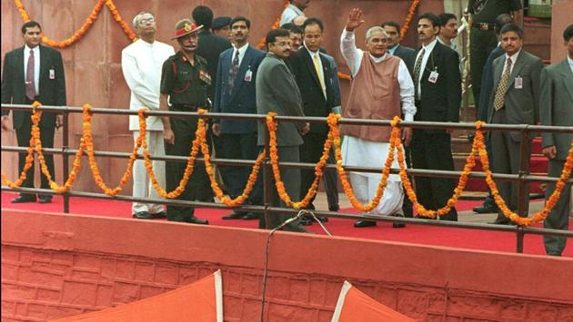‘For us, Kashmir is not a piece of land; it is a test-case of Sarva Dharma Samabhava secularism…. We shall defeat cross-border terrorism in Jammu and Kashmir. This is our resolve.” Atal Bihari Vajpayee is best known for making India a nuclear power in spite opposition from international communities. Vajpayee also launched one of largest education programs in world – The Sarva Siksha Abhiyan and for successfully carrying out Operation Vijay.  (Arvind Yadav/HT Photo) 