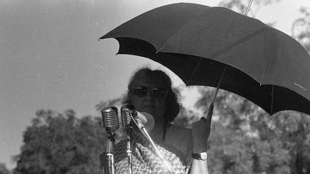Indira Gandhi addresses a rally at her residence on June 24, 1975, a day before the declaration of what became a 21-month-long state of internal emergency by President Fakhruddin Ali Ahmed on the Prime Minister’s advice. Emergency gave Indira Gandhi extraordinary legislative powers and the period saw extensive crackdowns on political opposition, civil liberties, the banning of organisations considered threats and the arrests of dissident political leaders. (Rane Prakash / HT Archive) Indira Gandhi addresses a rally at her residence on June 24, 1975, a day before the declaration of what became a 21-month-long state of internal emergency by President Fakhruddin Ali Ahmed on the Prime Minister’s advice. Emergency gave Indira Gandhi extraordinary legislative powers and the period saw extensive crackdowns on political opposition, civil liberties, the banning of organisations considered threats and the arrests of dissident political leaders. (Rane Prakash / HT Archive)