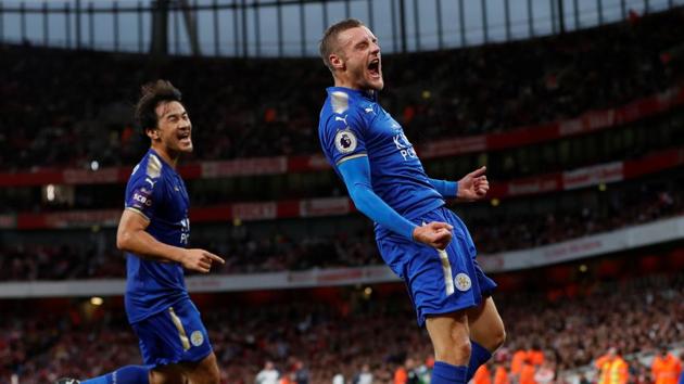 Despite Arsenal creating a number of chances, Jamie Vardy gave Leicester a 2-1 lead against the run of play, midway through the first half, as the Gunners’ defence struggled to cope with crosses. (Action Images via Reuters)