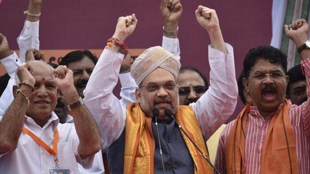 BJP national President Amit Shah during his visit to Bengaluru. (Arijit Sen/HT File Photo) BJP national President Amit Shah during his visit to Bengaluru. (Arijit Sen/HT File Photo)