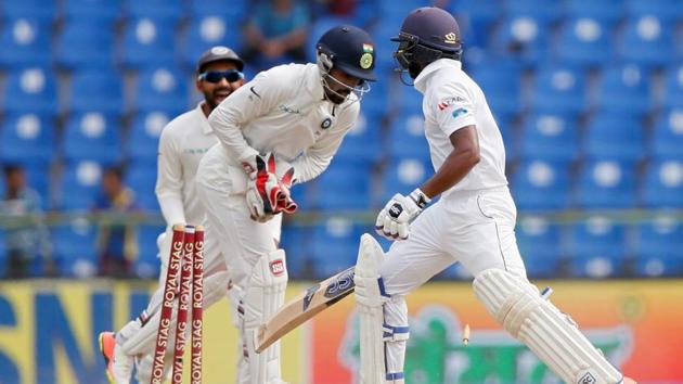 Sri Lanka are struggling against India in the third Test match in Pallekele. (REUTERS) Sri Lanka are struggling against India in the third Test match in Pallekele. (REUTERS)