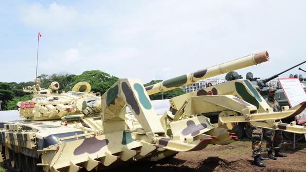 A tank on display at the exhibition. (HT PHOTO)