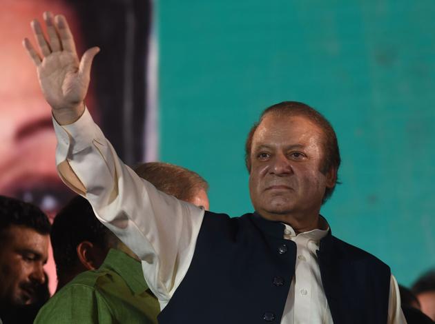 Nawaz Sharif addresses supporters at a rally after reaching Lahore on August 12, 2017. (AFP) Nawaz Sharif addresses supporters at a rally after reaching Lahore on August 12, 2017. (AFP)