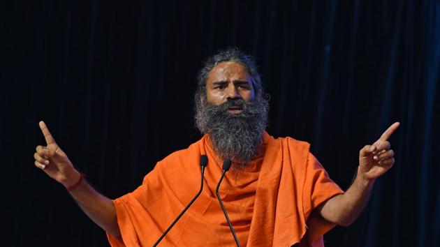 Yoga guru Ramdev on The World Peace & Harmony Conclave on the eve of Independence day at Worli in Mumbai on Sunday. (Satyabrata Tripathy/HT Photo) Yoga guru Ramdev on The World Peace & Harmony Conclave on the eve of Independence day at Worli in Mumbai on Sunday. (Satyabrata Tripathy/HT Photo)