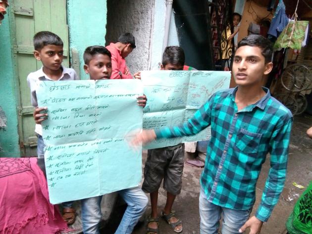 These young boys were guided by a local NGO, Equal Community Foundation’s Action for Equality Programme. (HT Photo) These young boys were guided by a local NGO, Equal Community Foundation’s Action for Equality Programme. (HT Photo)