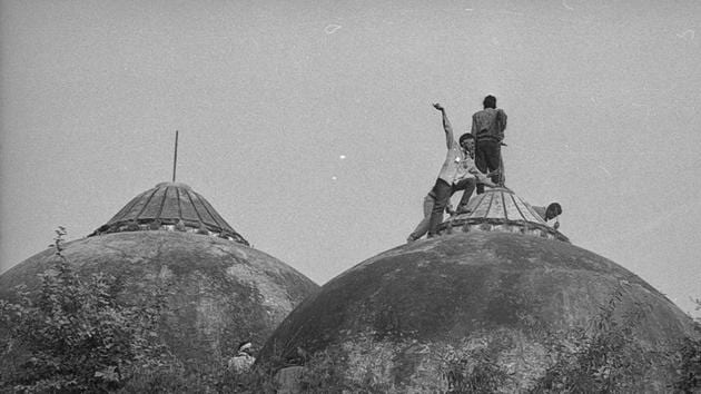 On December 06, 1992 kar sevaks, or supporters of the right-wing Vishwa Hindu Parishad (VHP) demolished the Babri Masjid, a Mughal-era mosque in Ayodhya, sparking one of India’s worst communal riots that left more than 3,000 dead. Many Hindus believe that Ram was born at the spot where the Mughal emperor Babur built the mosque. The disputed site, comprising 2.7 acres, remains India’s most potent religious flashpoint. (Sanjay Sharma / HT Archive) On December 06, 1992 kar sevaks, or supporters of the right-wing Vishwa Hindu Parishad (VHP) demolished the Babri Masjid, a Mughal-era mosque in Ayodhya, sparking one of India’s worst communal riots that left more than 3,000 dead. Many Hindus believe that Ram was born at the spot where the Mughal emperor Babur built the mosque. The disputed site, comprising 2.7 acres, remains India’s most potent religious flashpoint. (Sanjay Sharma / HT Archive)