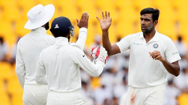 Ravichandran Ashwin drew first blood, removing Dimuth Karunaratne early in the second day. (REUTERS) Ravichandran Ashwin drew first blood, removing Dimuth Karunaratne early in the second day. (REUTERS)