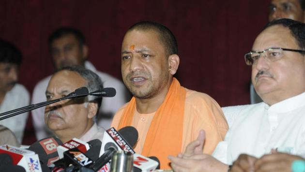 Uttar Pradesh chief minister Yogi Adityanath during a press conference, BRD medical college hospital, Gorakhpur, August 13(Deepak Gupta/HT) Uttar Pradesh chief minister Yogi Adityanath during a press conference, BRD medical college hospital, Gorakhpur, August 13(Deepak Gupta/HT)