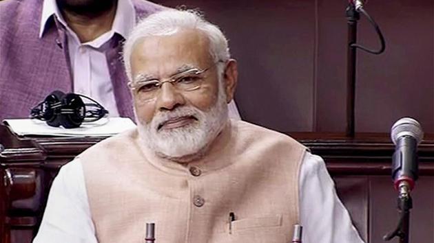 Prime Minister Narendra Modi in the Rajya Sabha during the monsoon session in New Delhi on Friday. (PTI) Prime Minister Narendra Modi in the Rajya Sabha during the monsoon session in New Delhi on Friday. (PTI)