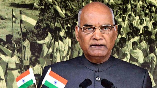 President Ram Nath Kovind addresses the Nation on the eve of 71st Independence Day, in New Delhi on Monday.(PTI Photo)