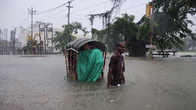 The first wave of floods had claimed 84 lives in Assam and another 62 across Arunachal Pradesh, Manipur, Mizoram and Nagaland between May and July. (Arindam Dey/AFP)