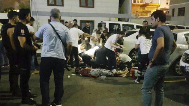 In this image made from video, police gather at the scene of an attack in Istanbul, late Sunday, Aug. 13, 2017. (AP) In this image made from video, police gather at the scene of an attack in Istanbul, late Sunday, Aug. 13, 2017. (AP)