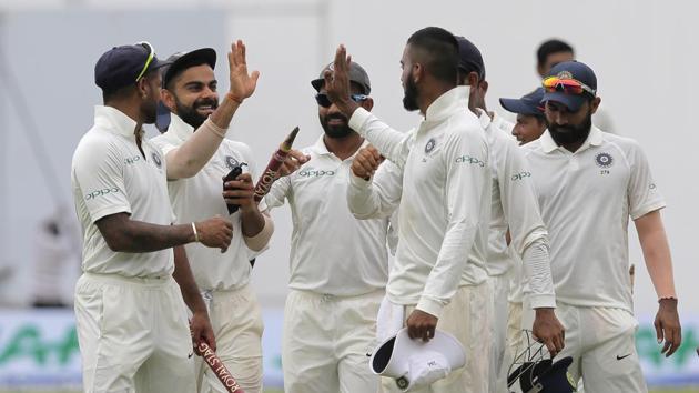 India defeated Sri Lanka by an innings and 171 runs to complete a 3-0 series clean sweep. (AP) India defeated Sri Lanka by an innings and 171 runs to complete a 3-0 series clean sweep. (AP)