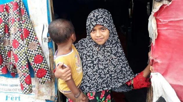 Children belonging to Rohingya Muslim community at a refuge in Hyderabad.(HT Photo)